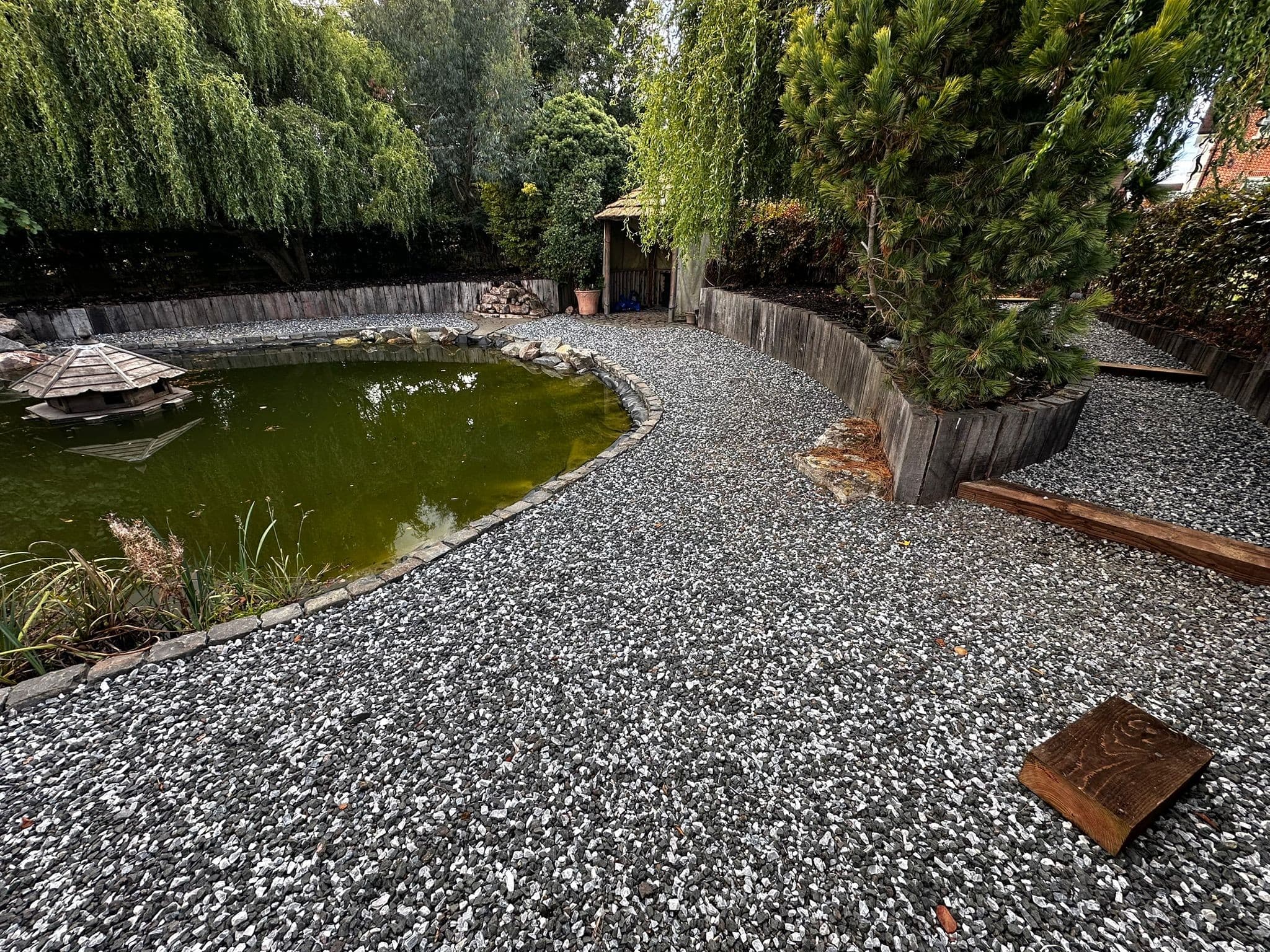 Garden Pond & Gravel Feature — Leaf It Out landscaping